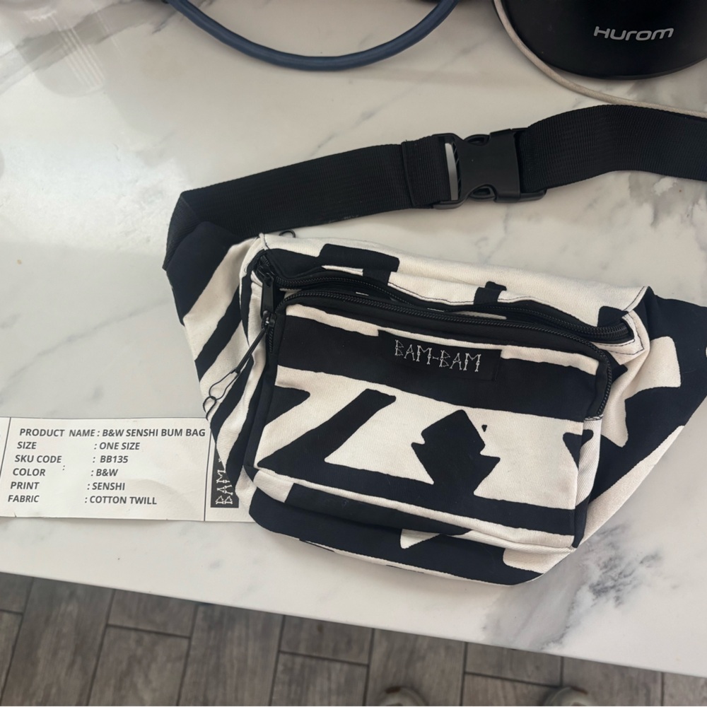 Bam Bam Black and White Canvas Waist Bag -